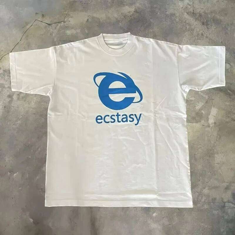 Ecstasy New Streetwear Y2K Women's Harajuku White T-Shirt Monogram Printed Plus Size Loose Short Sleeve Gothic Top C260207