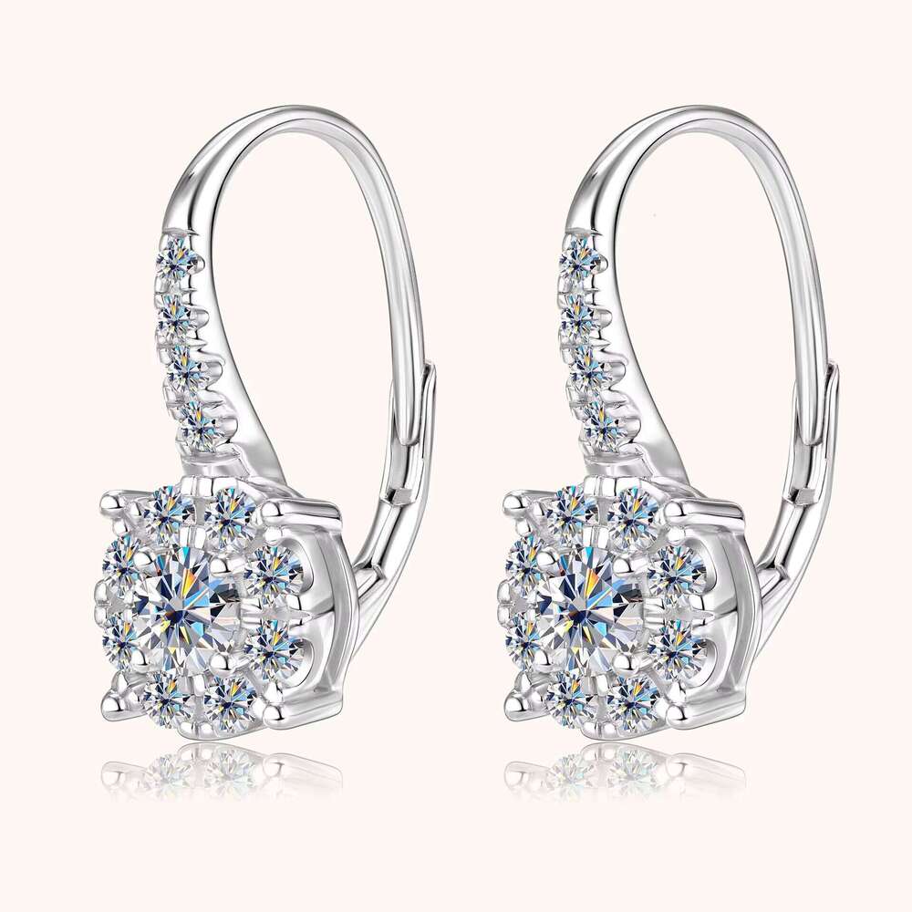 S925 Sterling Silver Classic Beaded Moissanite Earrings For Women Luxury Style Wholesale And Direct Sales