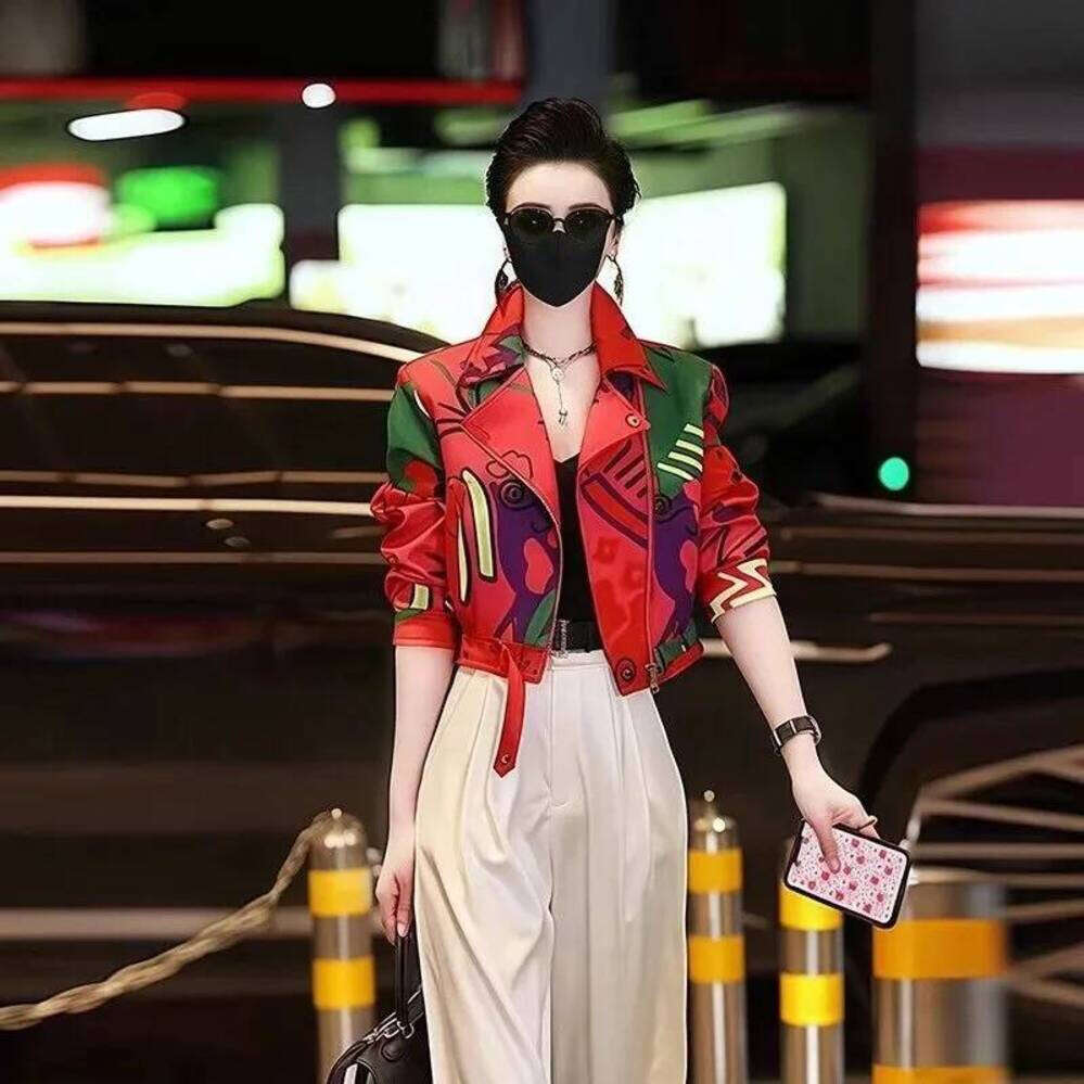 ZHE HAN Women Jacket 2025 New Female Short Coat Fashion Printing Jackets Ladies Xiaoxiangfeng High-End Coats With Lining Overcoat Lady