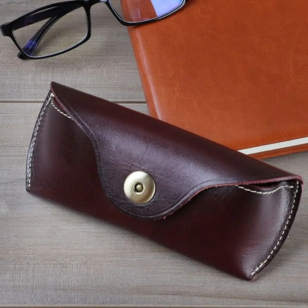 Women Men Eyeglass Handmade Genuine Leather Eye Glasses Bag Protector Case Glasses Case 260107