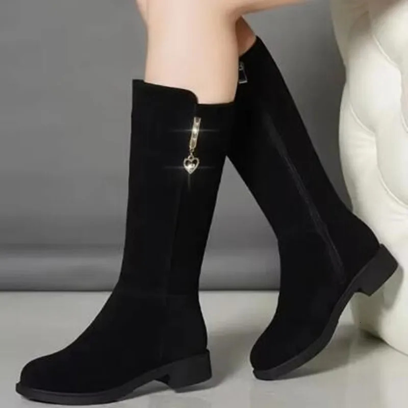 2026 Women Warm Plush Snow Boots Casual Flat Allmatch Cotton Fashion Side Zipper Winter Shoes Thigh High Boot Botas Mujer 260208