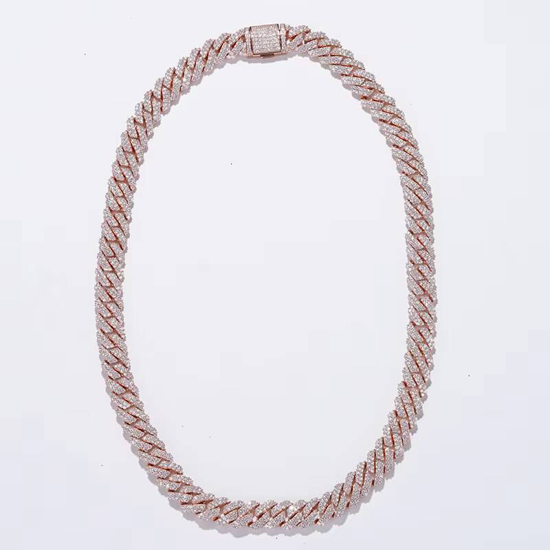 Hip Pop Fashion Moissanite Necklace 925 Sliver--white Gold Cuban Chain