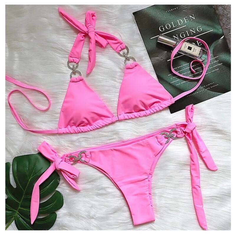 Yellow Sexy Bikinis 2026 Women Solid Color Swimwear Female Swimsuit Swim Beachwear Bathing Suit Brazilian Bikini Set Pool Bather C260207