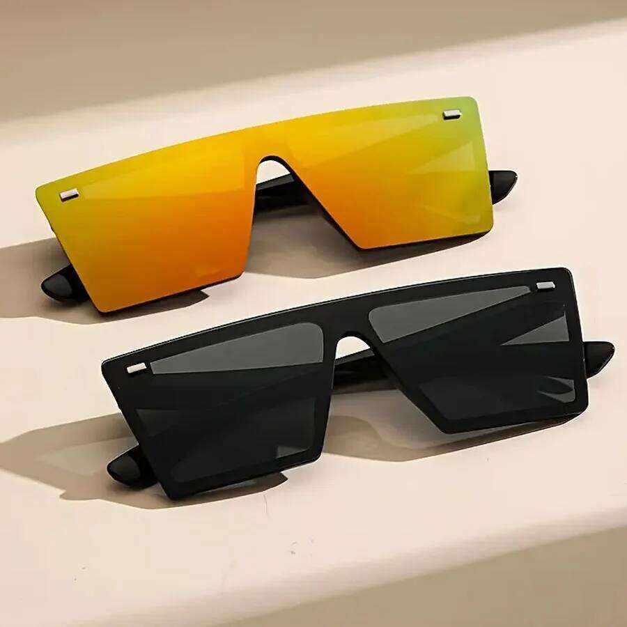 2PCS Oversized Square Frame Casual fashion Ladies Sunglasses retro Style Y2K Street Beach Decoration Glasses Y260207