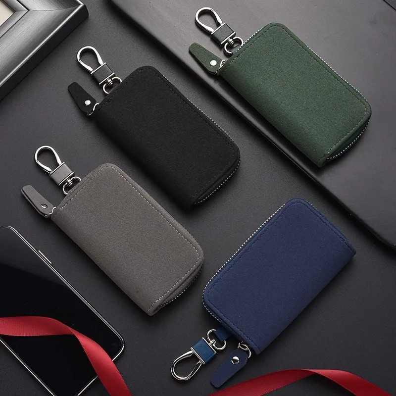 Leather Keychain Men Women Key Holder Organizer Pouch Large Capacity Car Key Wallet Housekeeper Key Case Mini Card Bag 260129