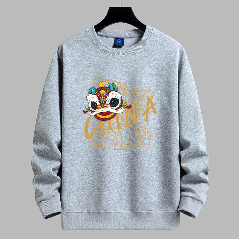 Fleece-Lined Men's Long-Sleeve Sweatshirt With A Round Neck, Autumn And Winter Base Shirt, New Loose-Fitting Unisex Couple's Jacket Luanyun