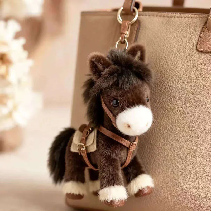 Cute Plush Horse Keychain Soft Stuffed Animal Bag Charm Cartoon Pendant Fashion Accessory for Backpack Purse s for Girls 260130