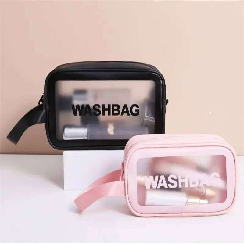Portable Cosmetic Waterproof Bag Large Capacity Dust Proof Make Up Storage Handbags PVC Fashion Transparent Travel Bags Y260206