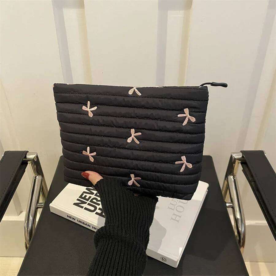 Cute Makeup with Zipper Large Capacity Cosmetic Embroidery Bow Wash Storage Bag Y260206