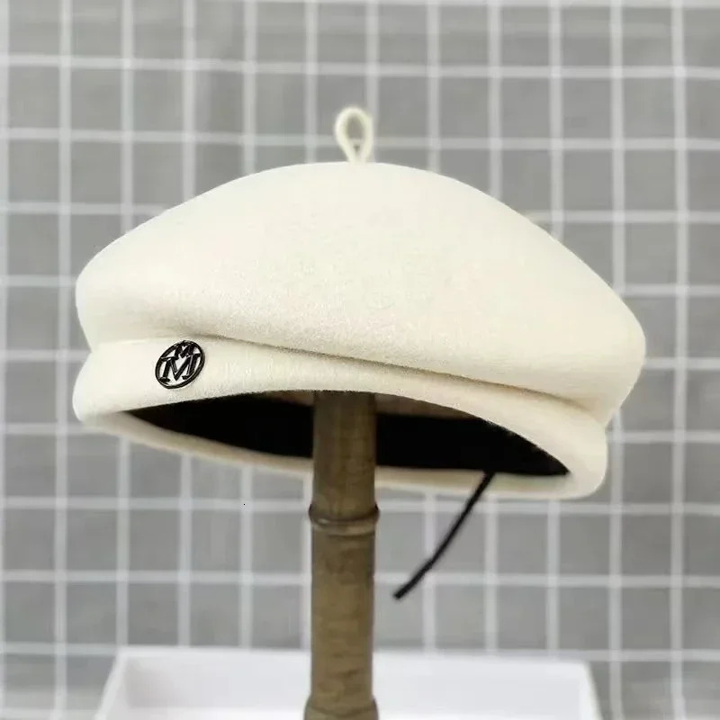 2025 Womens Wool Felt Beret Hat Winter Warm Formal Fedora Pillbox Fascinator Cap - White Black 260205