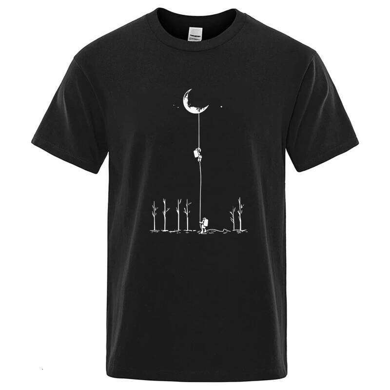 Summer Men's High Quality 100% Cotton Cool Funny Astronaut Print Casual Loose O-neck for Men Male T-shirt Hip Hop Tee C260207