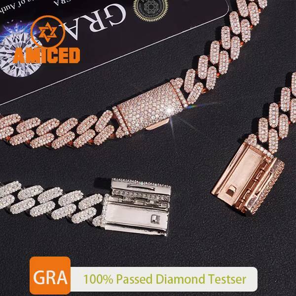 Pass Diamond Tester Hip Hop Jewelry 10mm Solid 925 Sterling Silver Men Iced Out VVS Moissanite Cuban Link Chain