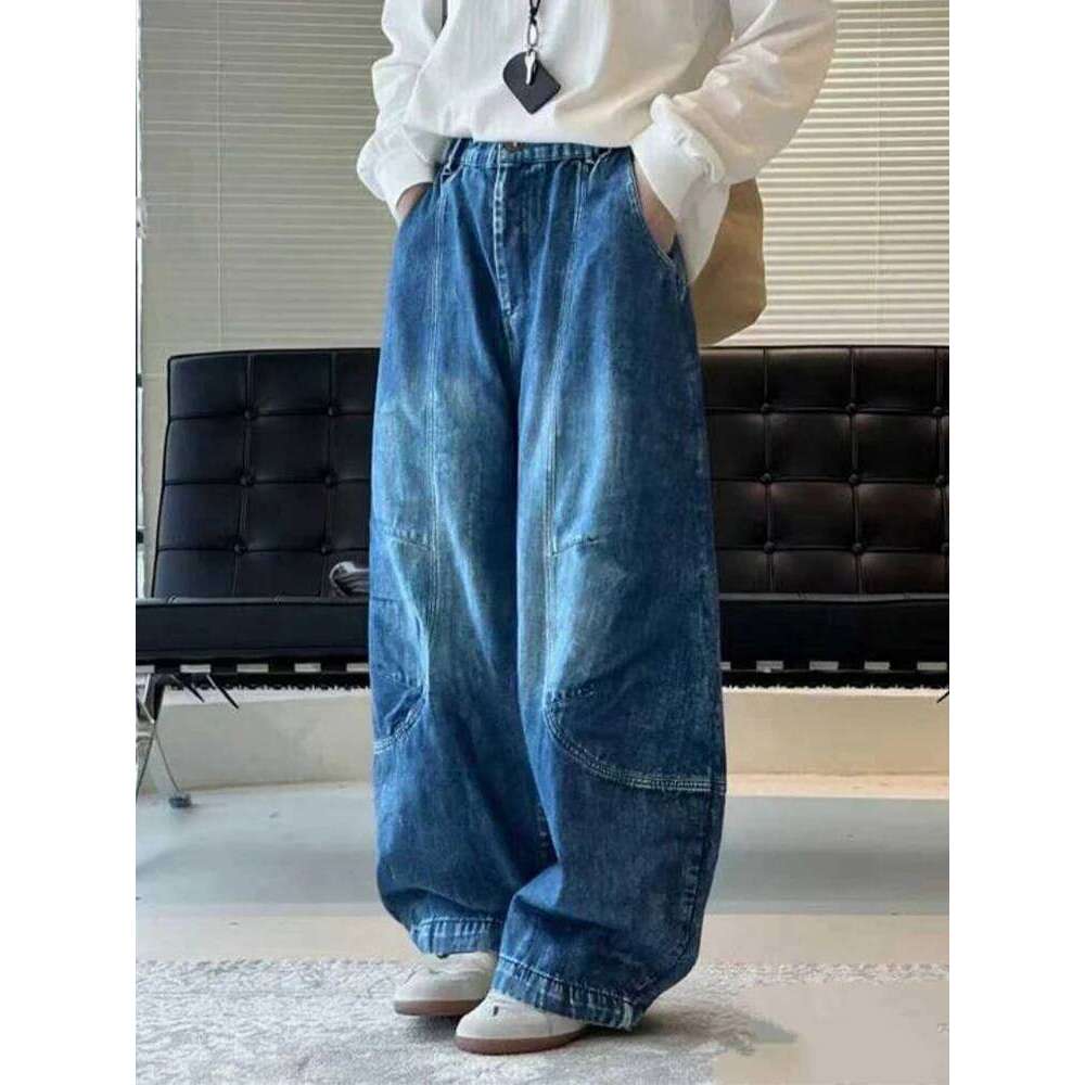 Amax LuluE 2026 Spring Vintage Soild Jeans Womens Korean Design Fashion Denim Pants Ladies Classic Causal Loose Elegant Trousers