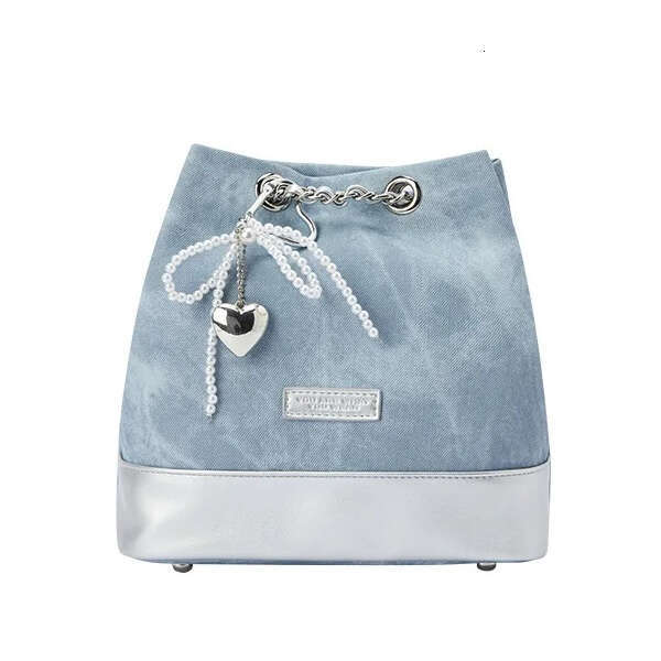 Semir Backpack Women New Style Stylish Color-blocking Imitation Denim Bucket Bowknot Chain Bag Popular