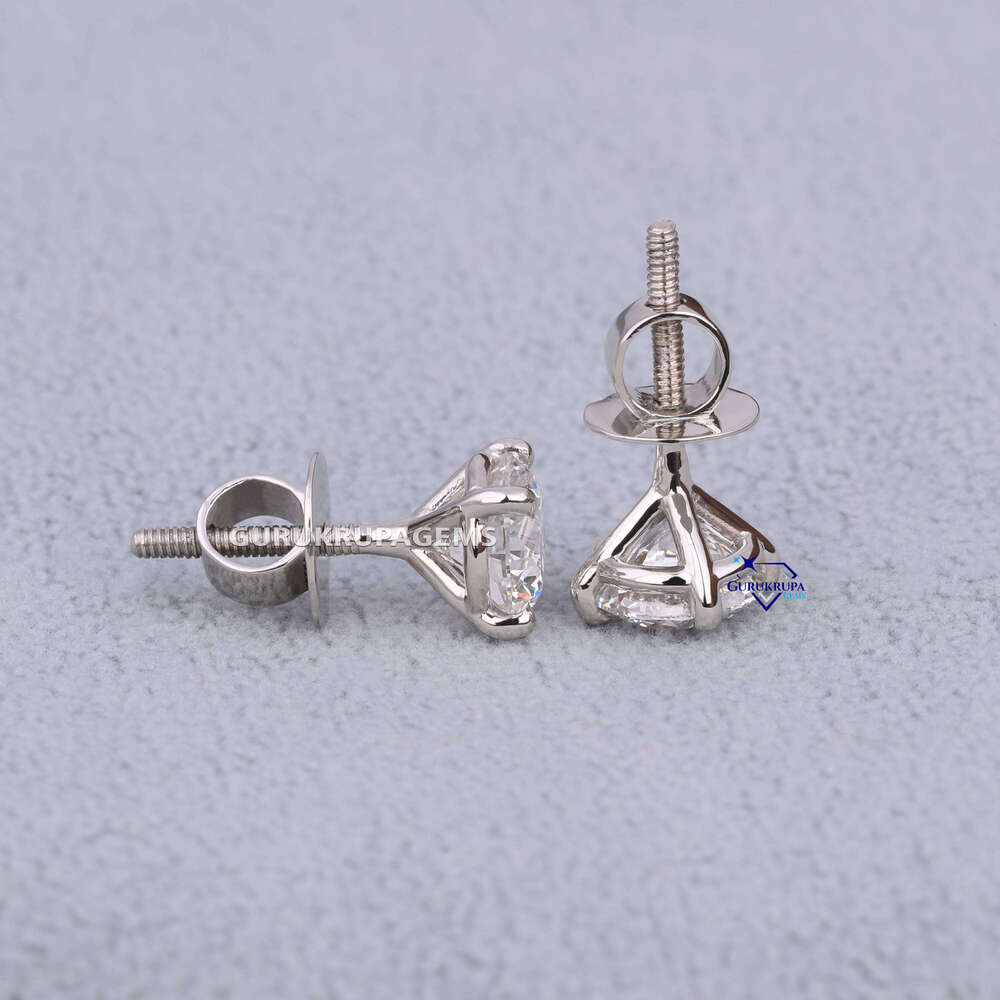 925 Sterling Silver Moissanite Diamond Round Cut Stud Earrings Stylish Fine Jewelry Men Women Trendy Design For Wedding Gift