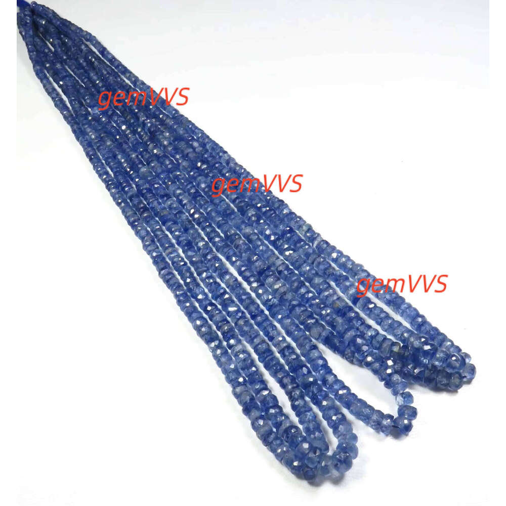 Kyanite Gemstone Faceted Rondelle Beads 3.5-6Mm Natural Blue CNAS Certified Jewelry Making 0.45-0.50Mm Hole Diameter Bh4197 NP