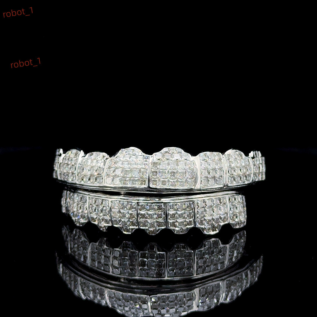 Hot Selling Custom Made Personalized 925 Silver Plated VVS Moissanite Princess Cut Unisex Iced Grillz Teeth Wedding Party