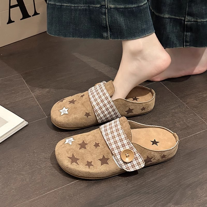 Women'S Summer New Style Outside Wear A Foot Pedal Flat Shoes Inside The Increased Head Half Slipper Single Shoes