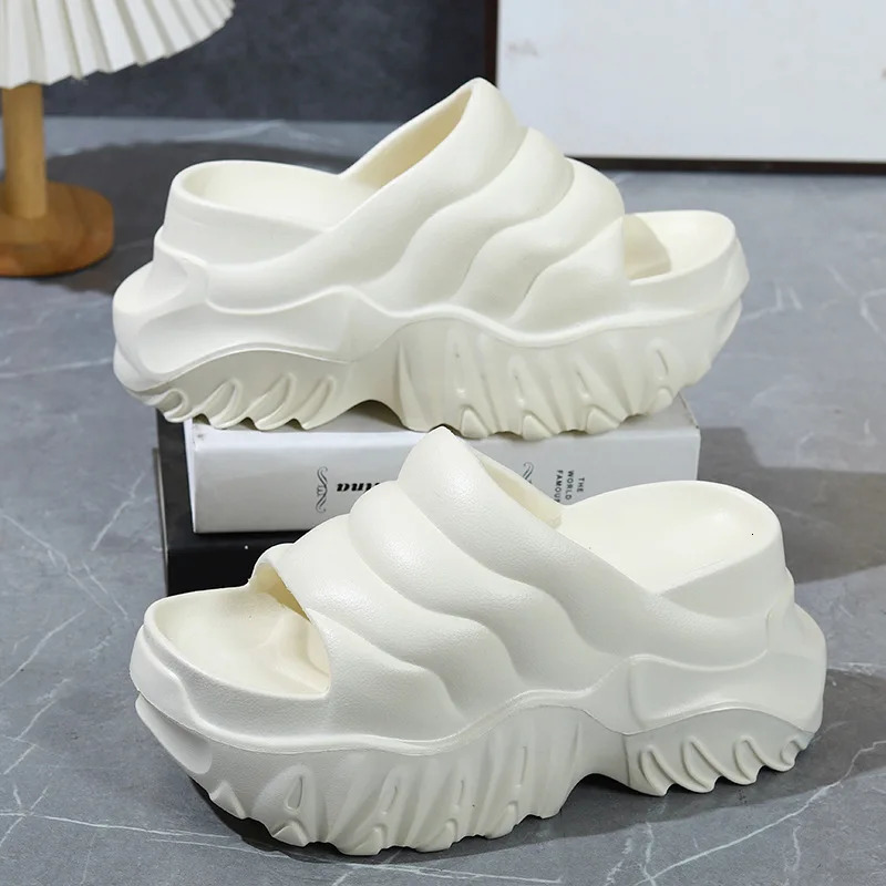 Super High 10 cm Heel Slipper Woman Thick Sole Open Toe Shoes Summer Womens Platform Plain Elevator Gothic Style Slides 260208