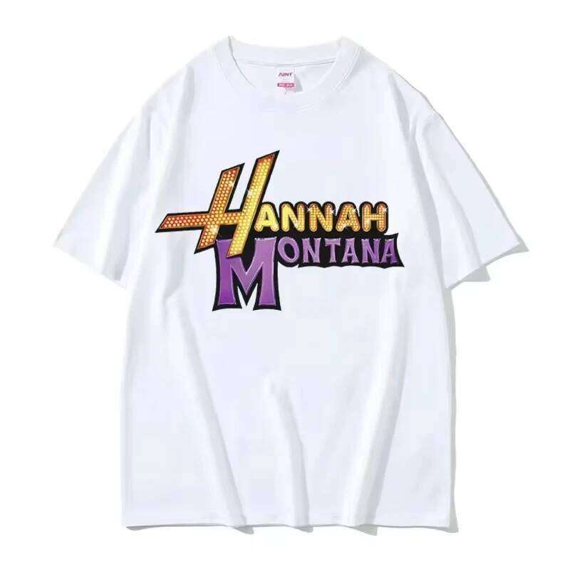 Summer Hannah Montana Logo T Men Women Casual Short Sleeve Tee Shirt Unisex Fashion Aesthetic Trend Y2K T-shirt Streetwear C260207