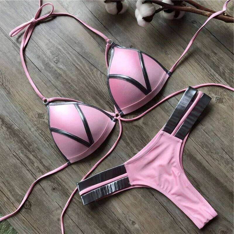 2024 New Red Swimwear Push Up Swimsuit Women Biquini Padded Bathing Suit Gold Stamping Brazilian Set Thong Sexy Bikini C260207