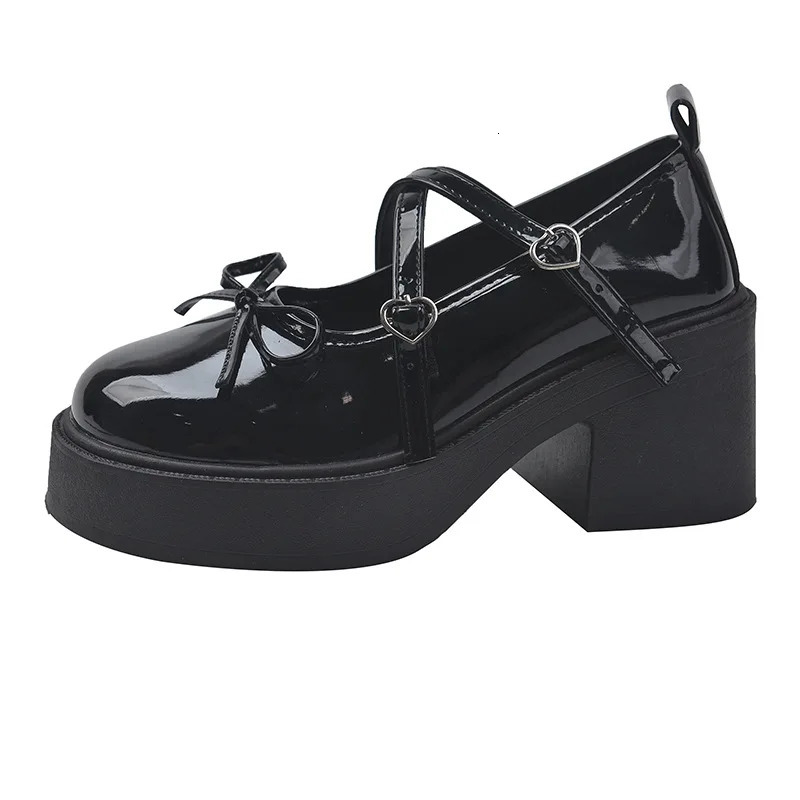 Womens Spring Round Toe Pumps Chunky Heel Mary Janes Shoes Platform Shoes for Women Dress Students Womens Lolita Heeled Shoes 260124
