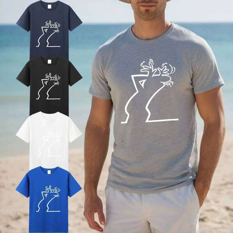 Casual Men's Short Sleeve Round Neck Fashion Cotton Graphic Printed T - Shirts Tops C260207