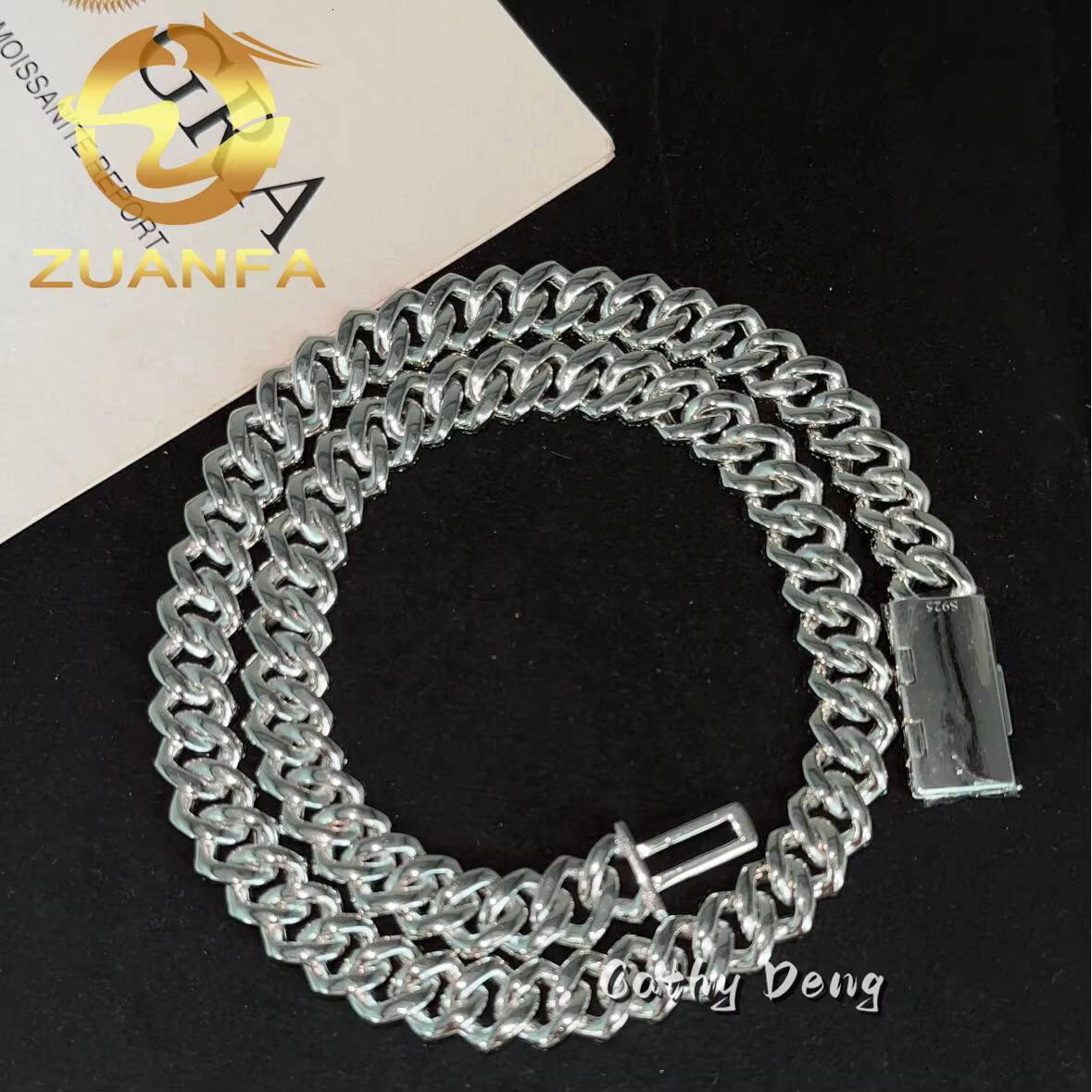 Fast Shipping 12mm 2 Row Cuban Link Chain Moissanite Hip Hop Jewelry 925 Silver Iced Out Moissanite Cuban Chain Pass Tester