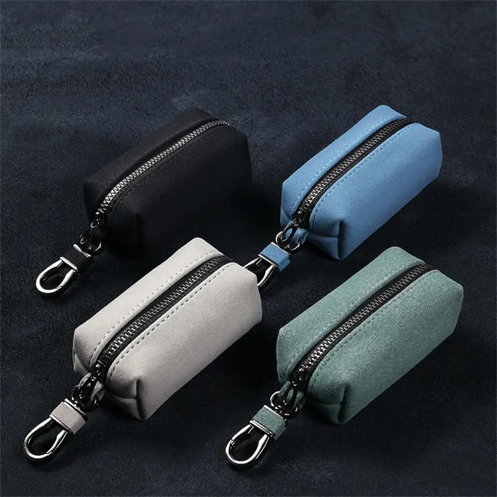 Portable Keychain Wallet for Men Women Large-Capacity Double Zipper Key Pouch Bag Suede Leather Key Case Unisex Coin Purse 260129