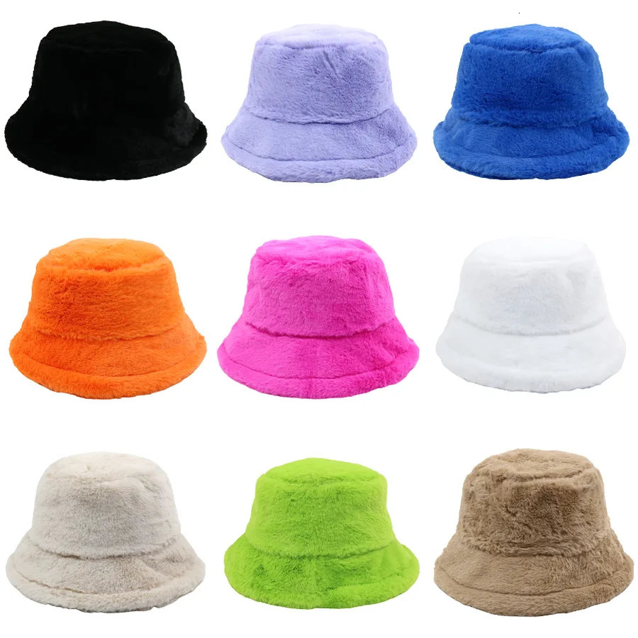 Solid Color Imitation Rabbit Fur Autumn And Winter Fisherman Hat Womens High-quality Warm Hat Outdoor Panama Hat 260202