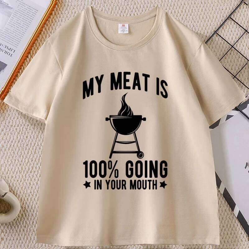 men's tshirt My Meat Enters Your Mouth Funny cotton Short Sleeve T-Shirt Tshirt for Men and Women loose streetwear clothes C260207