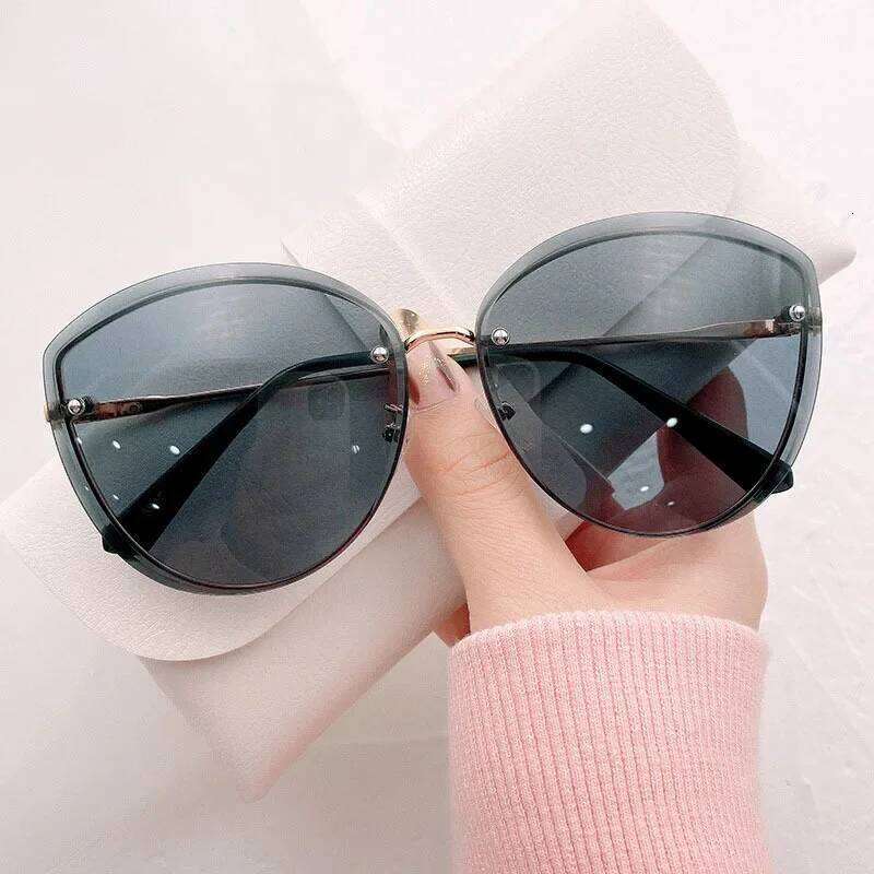 High Quality women's Oval Rimless Sunglasses Lady Metal Cay Eye Shades for Women Driving Glasses Sonnenbrille Zonnebril Dames Y260207