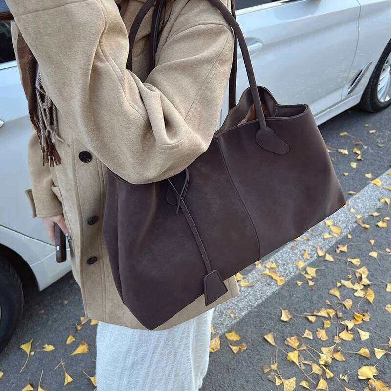 Korean Style Casual Suede Bag for Girls Large Capacity All-match Shoulder Pouch Handbag Underarm Tote Storage C260207