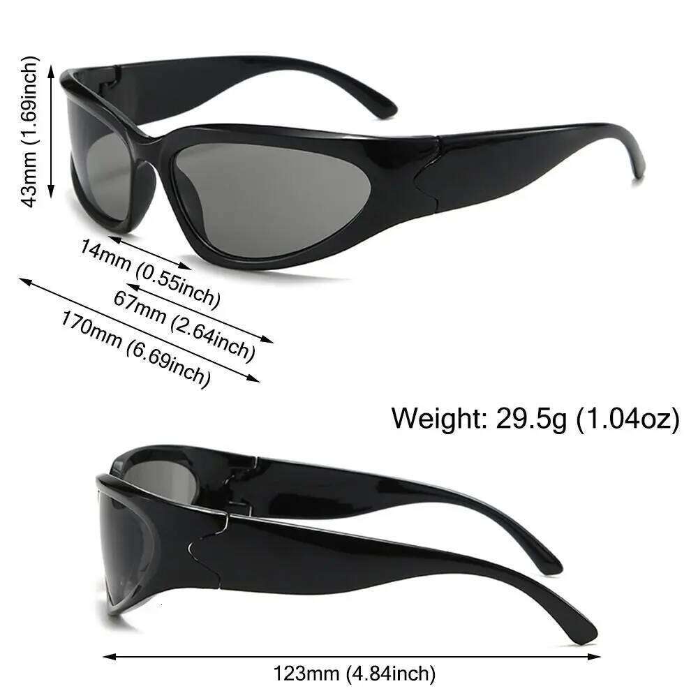 Trendy Y2K Cycling Sunglasses Outdoor Sports Shades Millennium Futuristic Sun Glasses UV Protection Street Shooting Eyewear Y260207