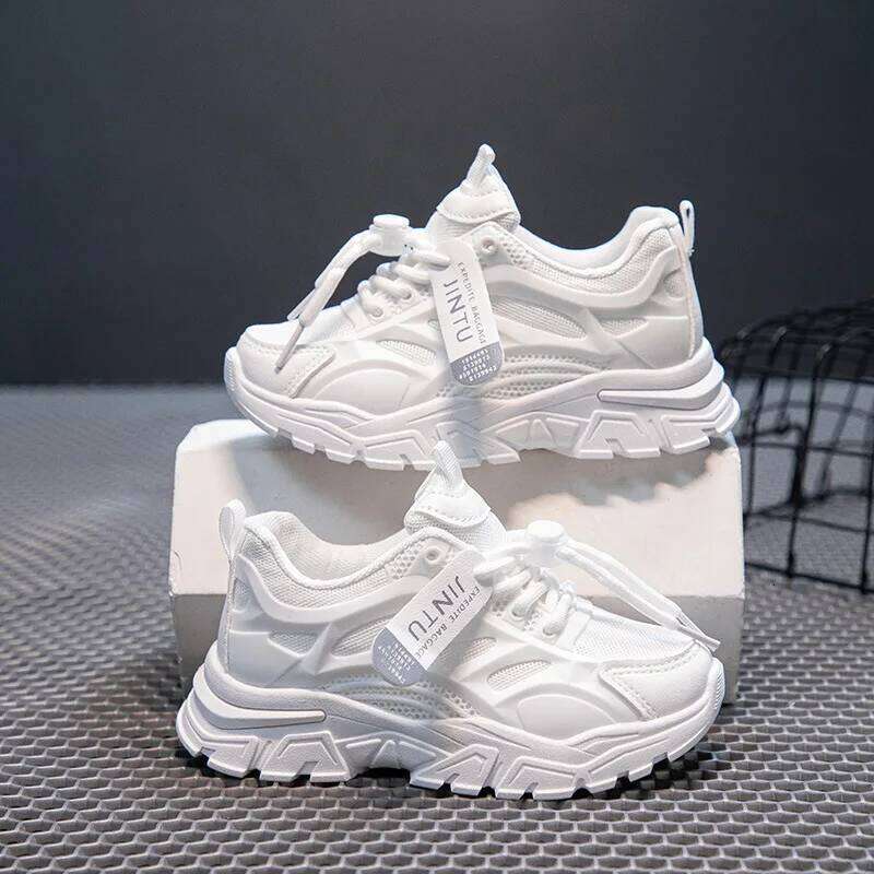 Spring Autumn Girls Low Top Sneakers Children Fashion Daddy Boys Breathable Gradient Color Front Lace Up Running Shoes H260207