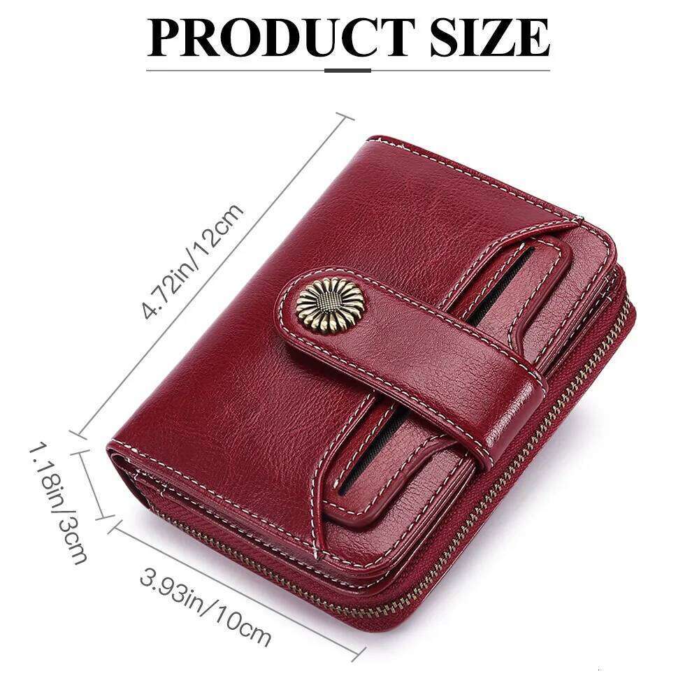 Genuine Leather Short Zipper Cowhide Wallets with Chain Cute Small Coin Purse Money Bag Wallet for Women Y260206