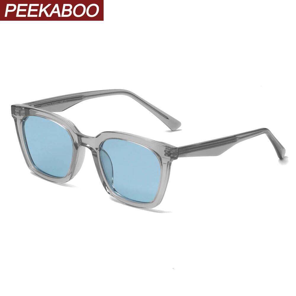 Peekaboo blue black square frame sunglasses men polarized high quality korean TR90 fashion sun glasses for women acetate uv400 Y260207