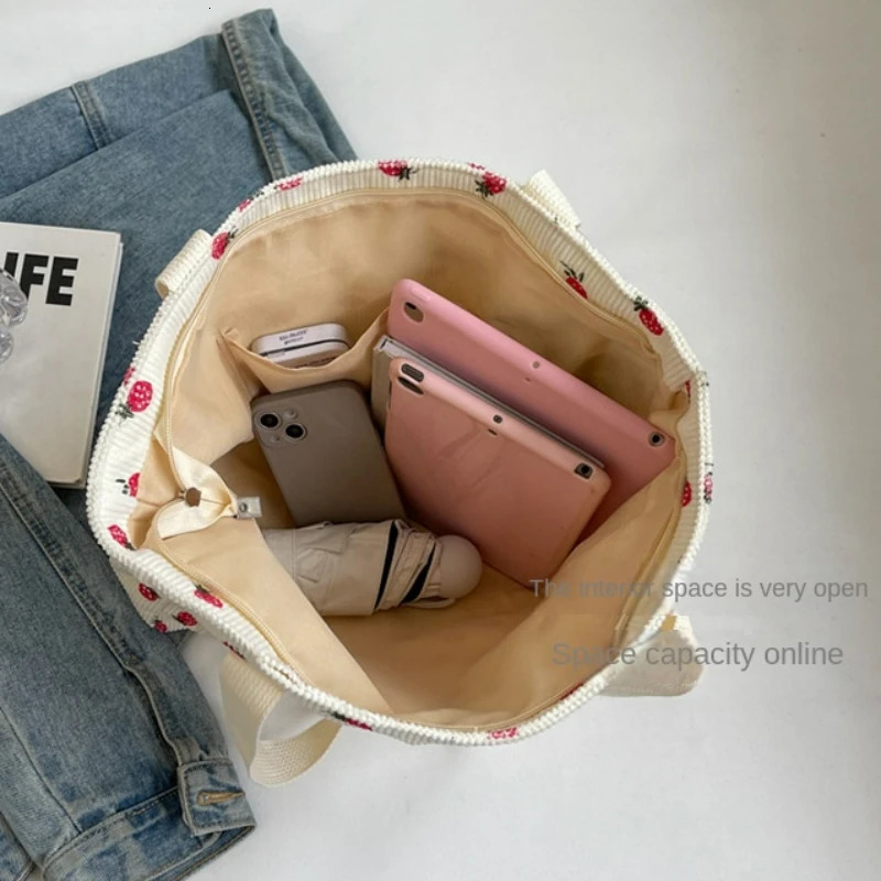 Fresh Sweet Girl Handbag Fashionable High end Corduroy Printed Shoulder Bag Leisure Shopping Womens Underarm Bag260128