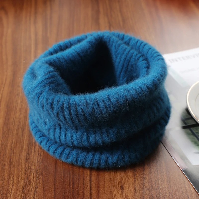 100Wool Ring Scarf for WomenMen Autumn Winter Soft Warm Cashmere Scarves Fashion Turtleneck Collar Solid Neckchief Girl 260107