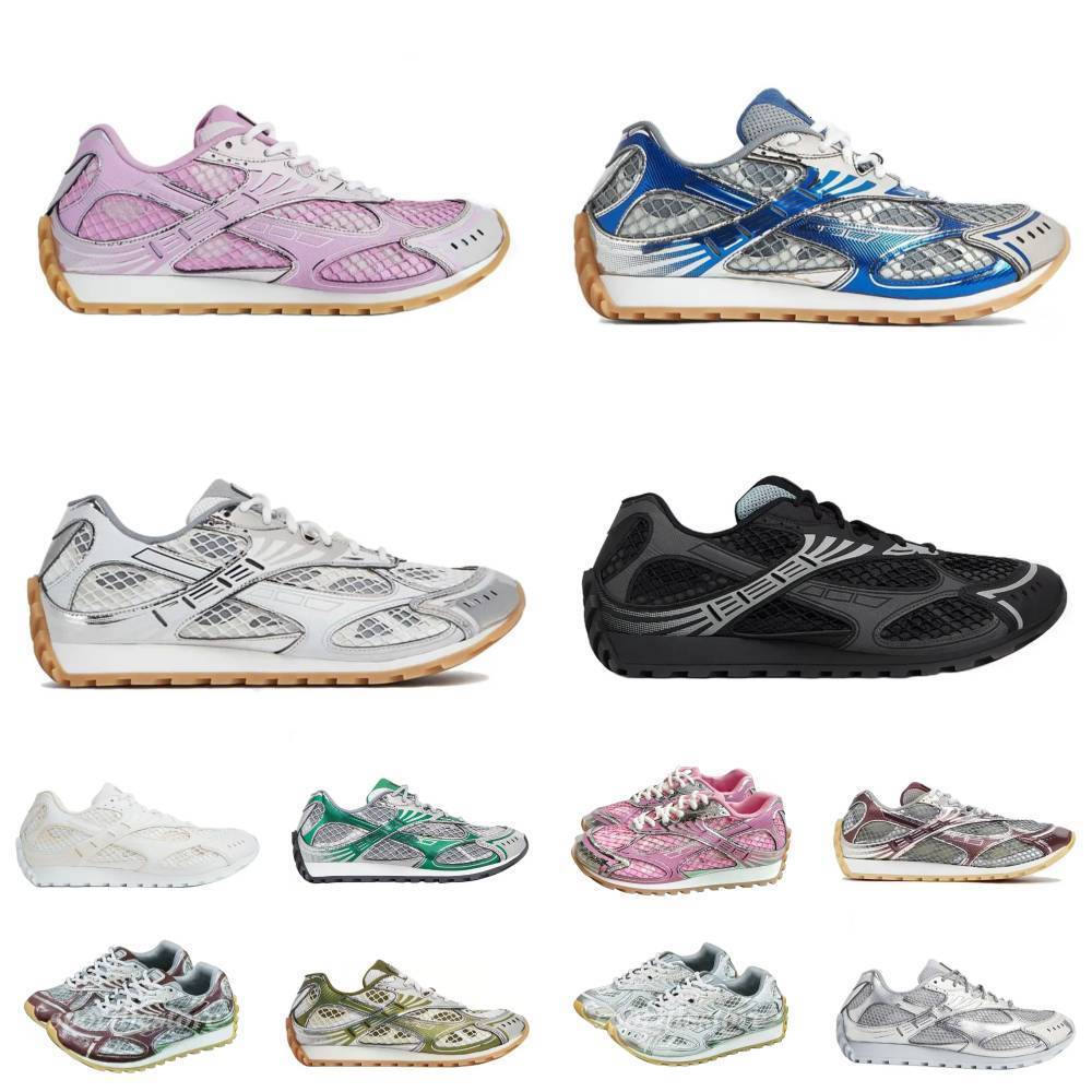 Designer Orbit Casual Shoes Men Womens Luxury Sneakers Out Of Offices Runners Shoes Breathable Leather Nylon Fabric Lace Up Silver Black Gold Pink Outdoor Trainers