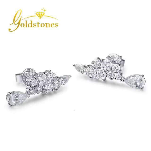 Luxury Style Women's Drop Pear Round Cut White Moissanite Inlaid Earrings