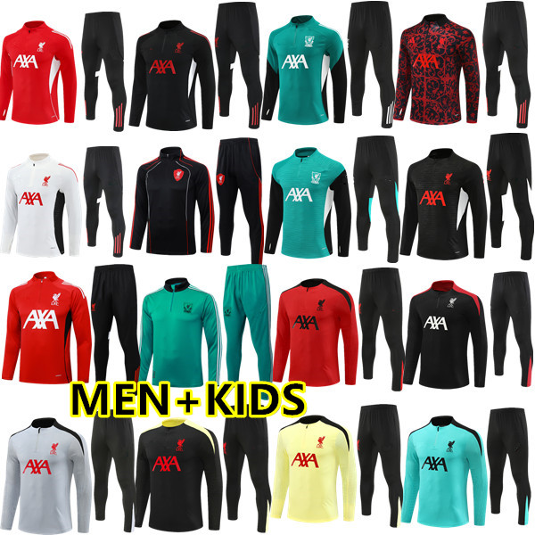 2025 2026 RedsMohamed salah football tracksuit kit 25 26 mens kids half pull training jersey football tracksuit survetement foot chandal soccer tracks