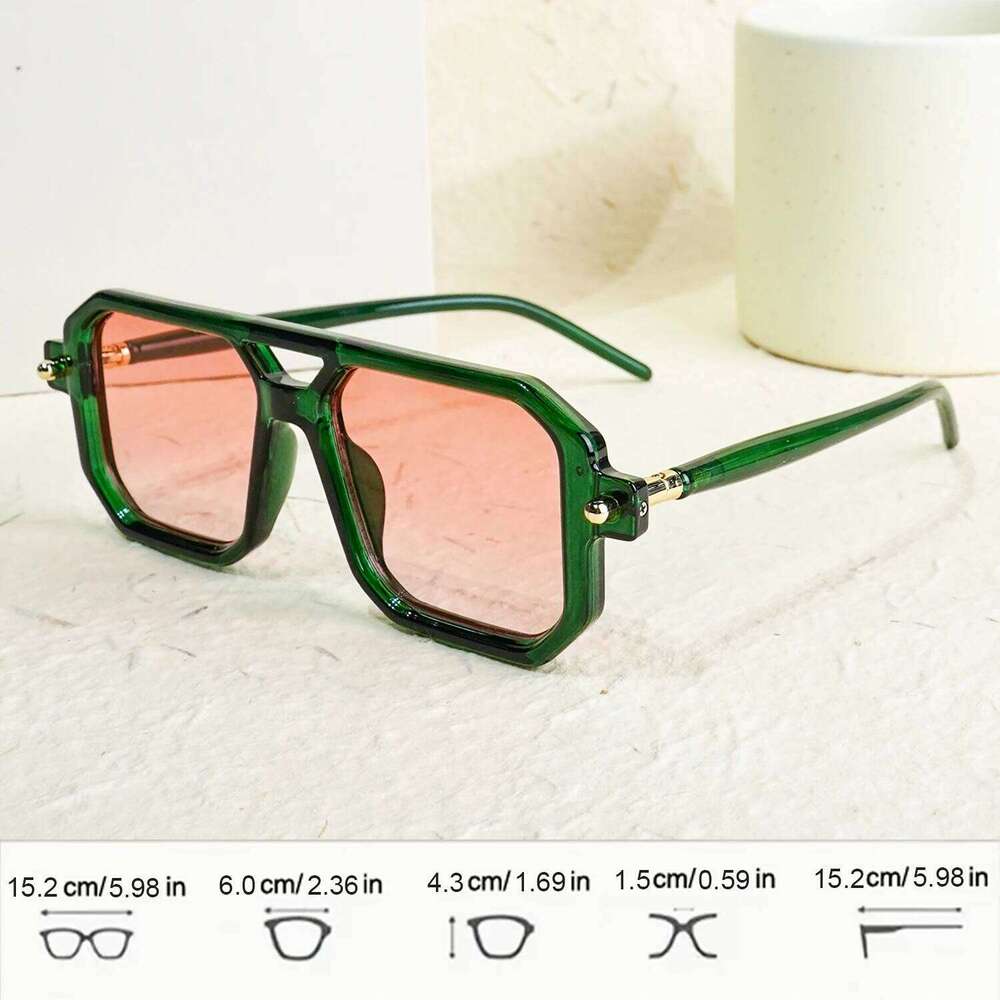 Retro Double Bridge Sunglasses, Unisex UV400 Trendy Eyewear, Stylish Streetwear & Outdoor Driving Accessory, Casual Daily Wear Y260207