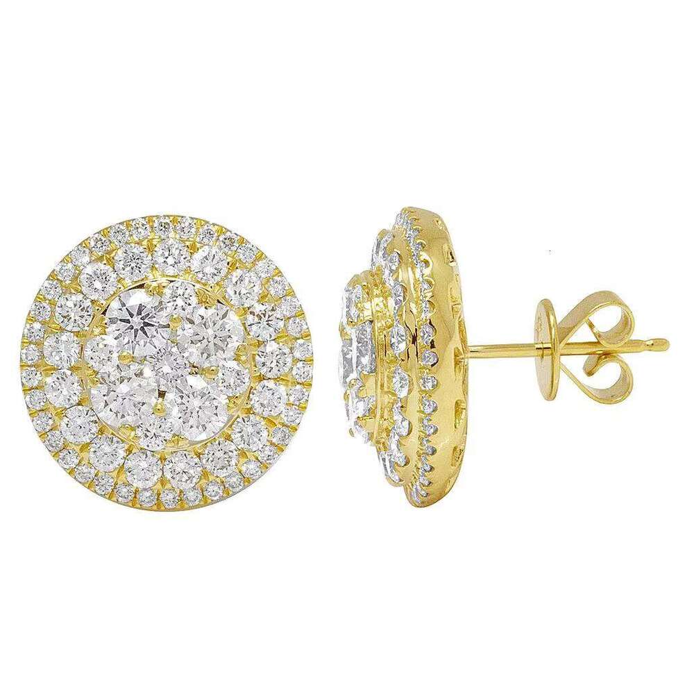Luxury 925 Sterling Silver Earrings Round & Baguette Cut Icedout Floral Pattern Moissanite Stud Earring For Men Women
