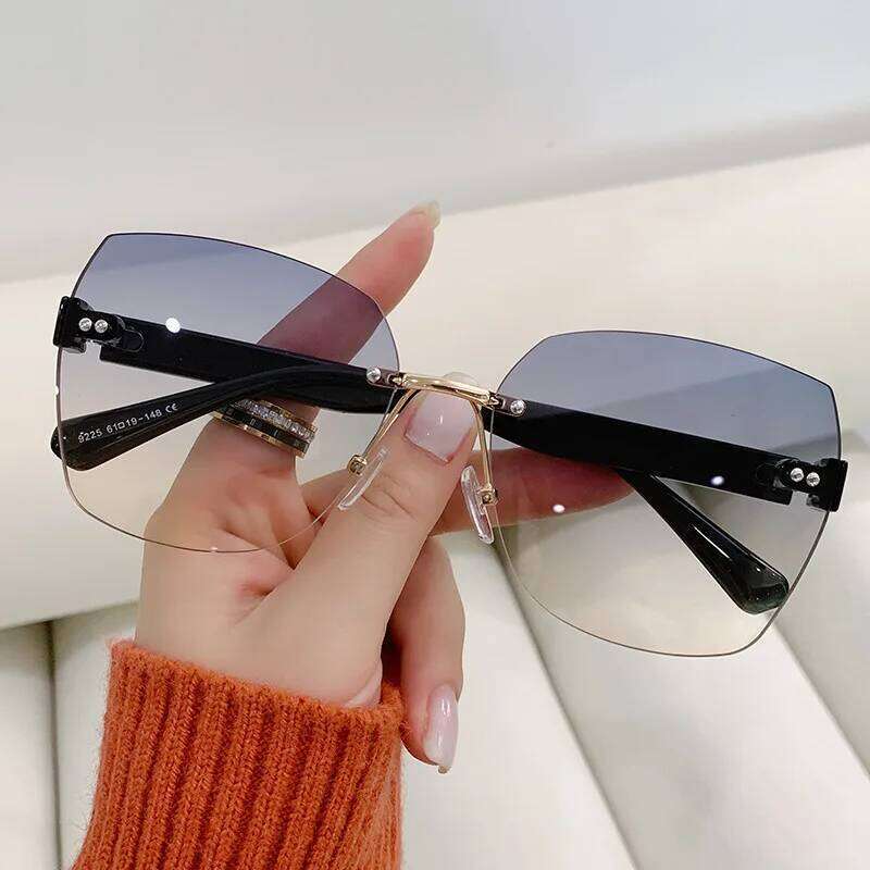 New Frameless Cut Edge Trendy, Internet Famous, Plain Face Sunshade Sunglasses, Versatile Sunglasses 9225 Y260207