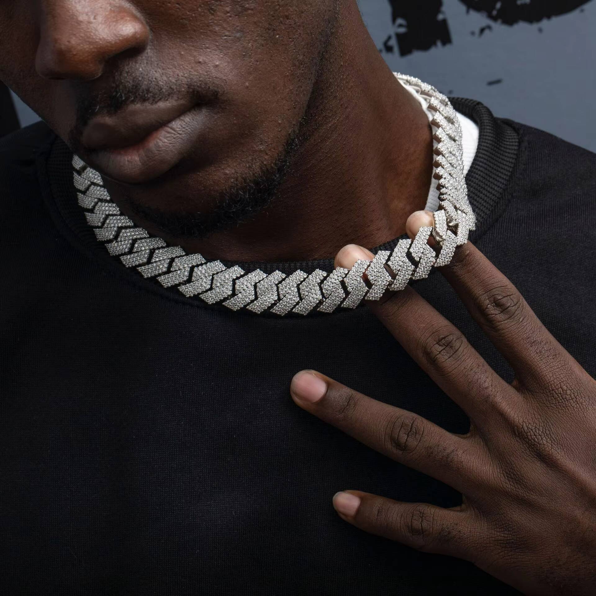 Customized 20mm 3Rows Moissanite Diamond Iced Out Miami Cuban Link Chain Bracelet 925 Sterling Silver Hip Hop Jewelry Necklace