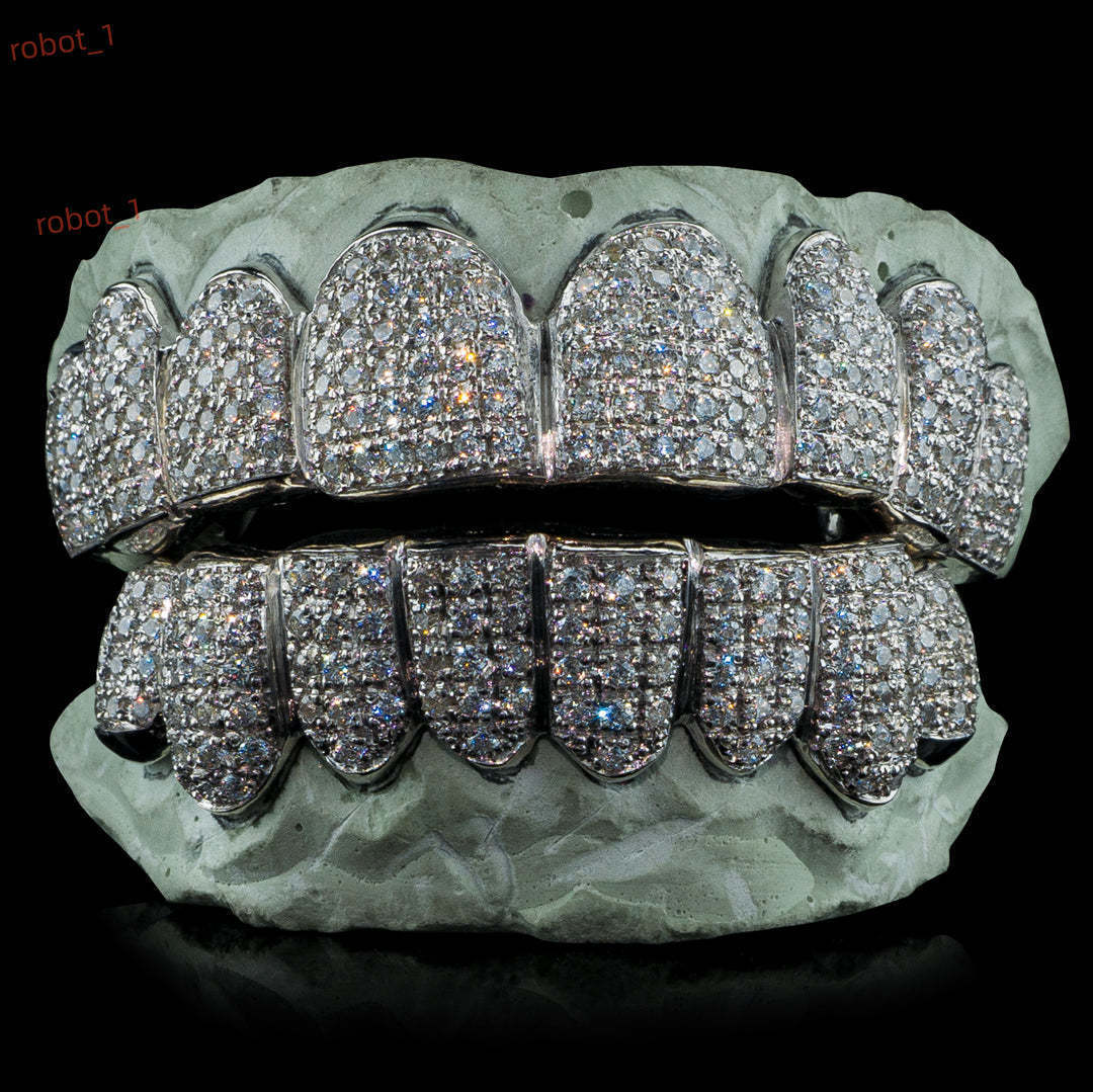 Custom 925 Sterling Silver Moissanite Diamond Grillz VVS1 White Gold Real Handmade Gold Plated Iced Out Fine Hip Hop Jewelry