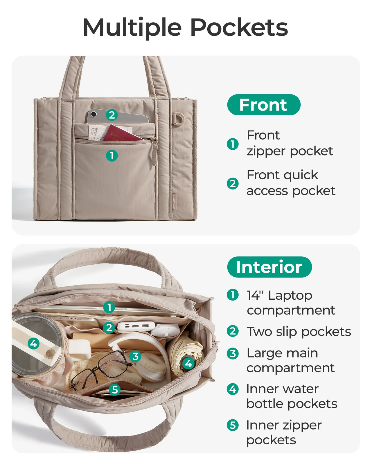 BAGSMART Small Tote Bag for Women Lightweight Crossbody Bag with Zipper Mini Shoulder Bag for Travel Work College260128