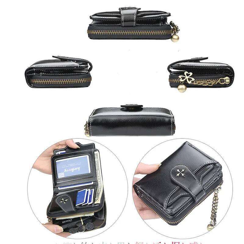 Women Fashion Clasp & Zipper Coin Purse Driver License ID Card Holder Organizer case Korean Women's Waxed Leather Wallet Y260206