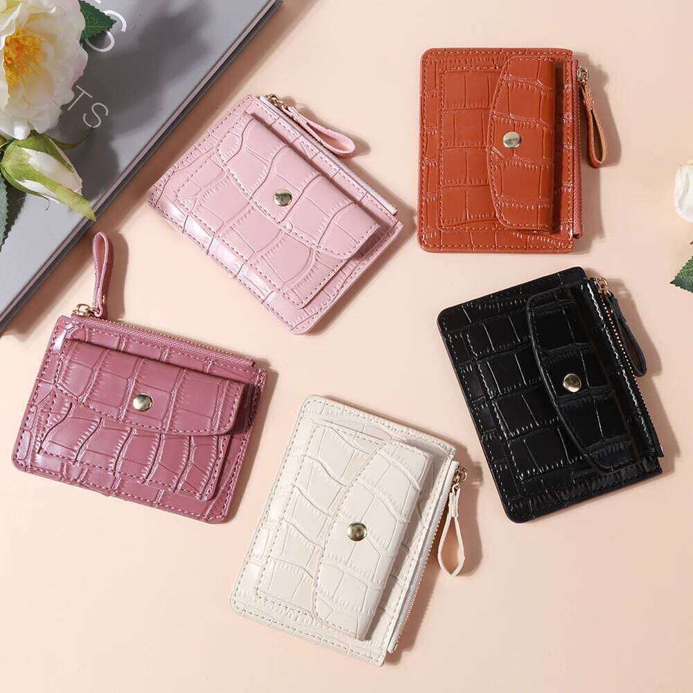 Women Fashion Short PU Leather Key Holder Solid Color Casual Money Wallet Daily Bag for Ladies Y260206